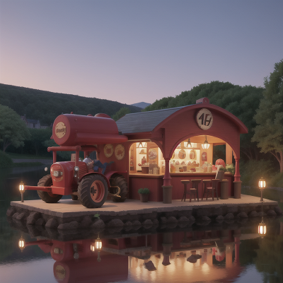 Image For Post Anime, vampire's coffin, tractor, ice cream parlor, river, tank, HD, 4K, AI Generated Art