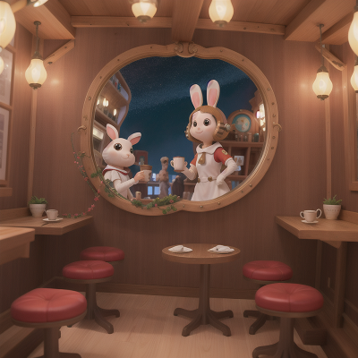 Image For Post Anime, space shuttle, carnival, enchanted mirror, rabbit, coffee shop, HD, 4K, AI Generated Art