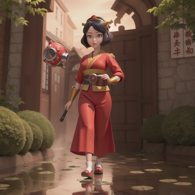 Image For Post Anime, enchanted mirror, firefighter, cyborg, drought, geisha, HD, 4K, AI Generated Art