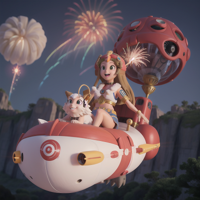 Image For Post Anime, sphinx, hovercraft, yeti, flying, fireworks, HD, 4K, AI Generated Art