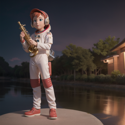 Image For Post Anime, saxophone, astronaut, scientist, river, villain, HD, 4K, AI Generated Art