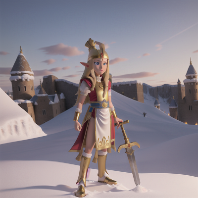 Image For Post Anime, pharaoh, snow, sword, castle, elf, HD, 4K, AI Generated Art
