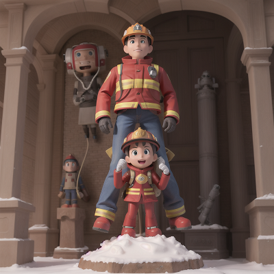 Image For Post Anime, avalanche, statue, firefighter, robot, museum, HD, 4K, AI Generated Art