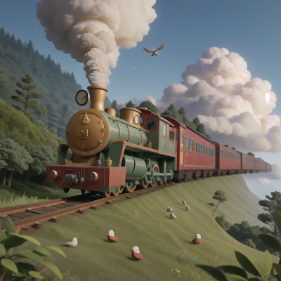 Image For Post Anime, bird, fog, wizard, train, forest, HD, 4K, AI Generated Art