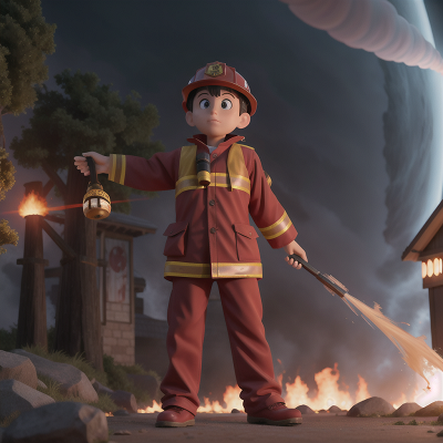 Image For Post Anime, ghost, firefighter, energy shield, monkey, tornado, HD, 4K, AI Generated Art