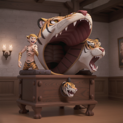 Image For Post Anime, vampire, sabertooth tiger, vampire's coffin, museum, thunder, HD, 4K, AI Generated Art