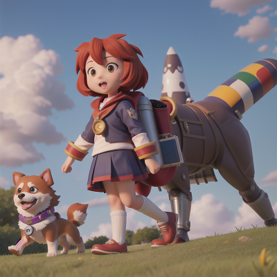 Image For Post Anime, school, knight, rocket, dog, rainbow, HD, 4K, AI Generated Art