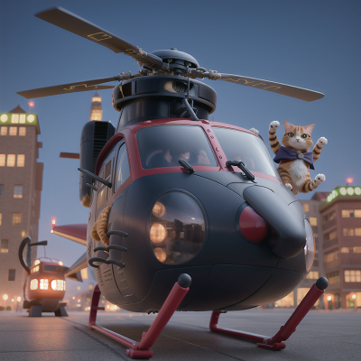 Image For Post Anime, helicopter, cat, demon, sled, futuristic metropolis, HD, 4K, AI Generated Art