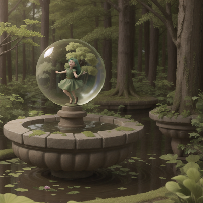 Image For Post Anime, forest, swamp, museum, crystal ball, fountain, HD, 4K, AI Generated Art