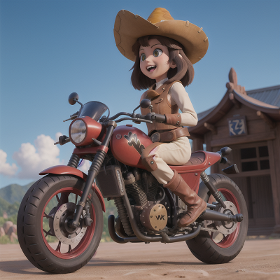 Image For Post Anime, motorcycle, temple, wild west town, chimera, witch, HD, 4K, AI Generated Art