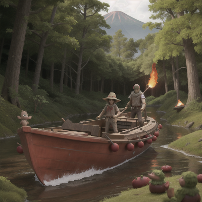 Image For Post Anime, forest, zombie, boat, volcano, knight, HD, 4K, AI Generated Art