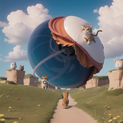 Image For Post Anime, wind, cat, circus, wormhole, island, HD, 4K, AI Generated Art