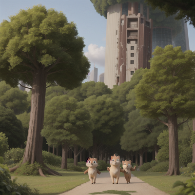 Image For Post Anime, zookeeper, forest, tornado, earthquake, skyscraper, HD, 4K, AI Generated Art