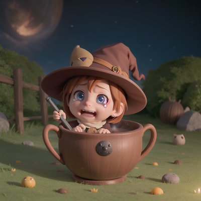 Image For Post Anime, stars, witch's cauldron, cat, crying, telescope, HD, 4K, AI Generated Art