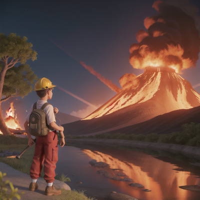 Image For Post Anime, mechanic, firefighter, turtle, volcano, river, HD, 4K, AI Generated Art