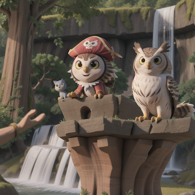 Image For Post Anime, owl, cat, space, waterfall, pirate, HD, 4K, AI Generated Art