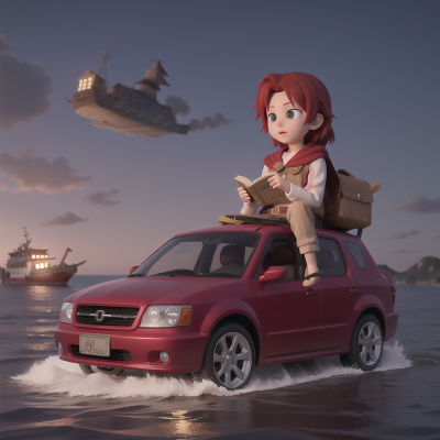 Image For Post Anime, spell book, car, boat, bravery, suspicion, HD, 4K, AI Generated Art