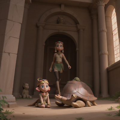 Image For Post Anime, archaeologist, turtle, demon, sphinx, romance, HD, 4K, AI Generated Art