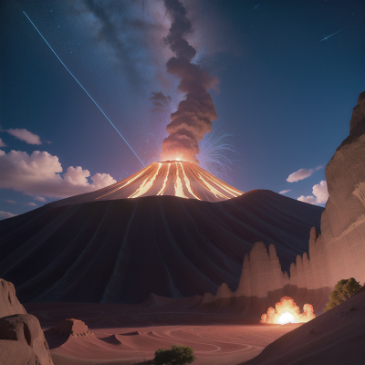 Image For Post Anime, meteor shower, mountains, volcano, space, desert, HD, 4K, AI Generated Art