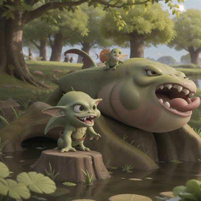 Image For Post Anime, fish, goblin, park, crystal, swamp, HD, 4K, AI Generated Art
