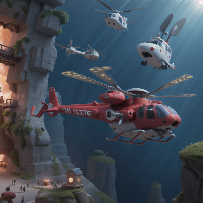 Image For Post Anime, bicycle, spaceship, fighting, underwater city, helicopter, HD, 4K, AI Generated Art