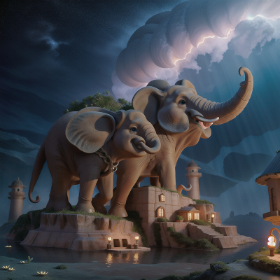 Image For Post Anime, underwater city, storm, stars, camera, elephant, HD, 4K, AI Generated Art