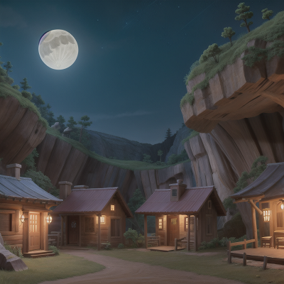Image For Post Anime, wild west town, cave, train, moonlight, forest, HD, 4K, AI Generated Art