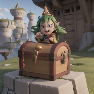 Image For Post Anime, goblin, queen, wizard, sushi, treasure chest, HD, 4K, AI Generated Art