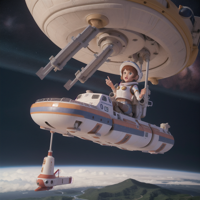 Image For Post Anime, space station, cowboys, river, romance, hovercraft, HD, 4K, AI Generated Art