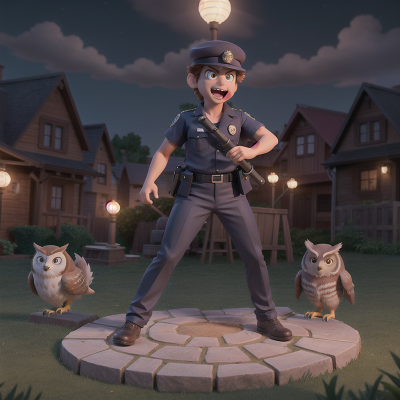 Image For Post Anime, police officer, musician, werewolf, owl, crystal, HD, 4K, AI Generated Art