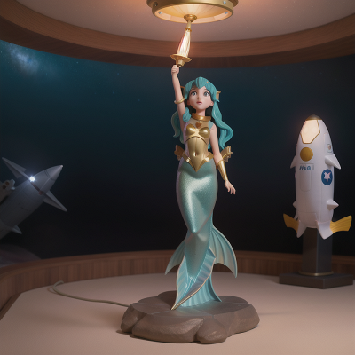 Image For Post Anime, space, rocket, lamp, statue, mermaid, HD, 4K, AI Generated Art