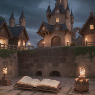 Image For Post Anime, carnival, village, castle, spell book, king, HD, 4K, AI Generated Art