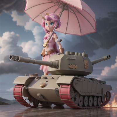 Image For Post Anime, tank, unicorn, princess, umbrella, storm, HD, 4K, AI Generated Art
