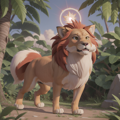 Image For Post Anime, lion, fox, wizard, energy shield, jungle, HD, 4K, AI Generated Art