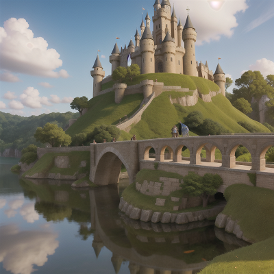 Image For Post Anime, turtle, medieval castle, sword, book, bridge, HD, 4K, AI Generated Art