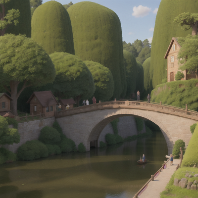 Image For Post Anime, museum, village, hero, forest, bridge, HD, 4K, AI Generated Art
