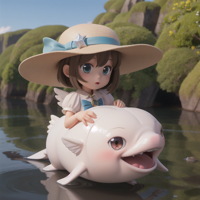 Image For Post Anime, angel, crystal, river, hat, whale, HD, 4K, AI Generated Art