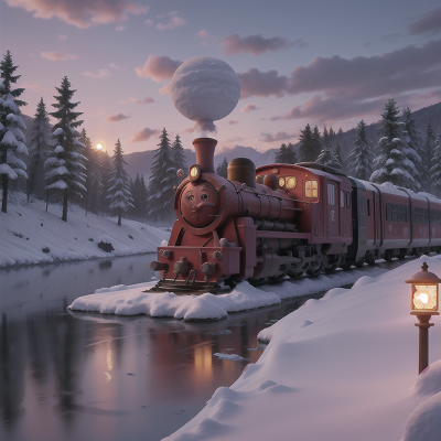Image For Post Anime, train, snow, doctor, alien planet, river, HD, 4K, AI Generated Art