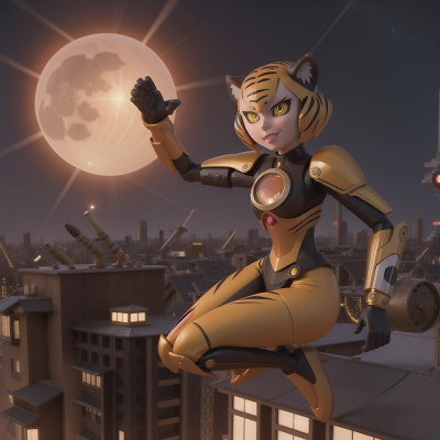 Image For Post Anime, futuristic metropolis, villain, solar eclipse, failure, sabertooth tiger, HD, 4K, AI Generated Art