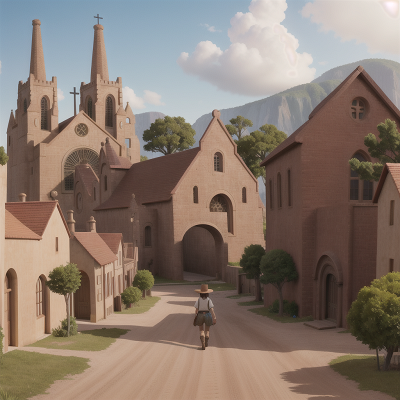 Image For Post Anime, exploring, car, cathedral, wild west town, maze, HD, 4K, AI Generated Art