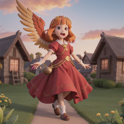 Image For Post Anime, joy, phoenix, village, princess, demon, HD, 4K, AI Generated Art