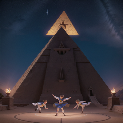Image For Post Anime, wind, pyramid, dancing, knights, stars, HD, 4K, AI Generated Art