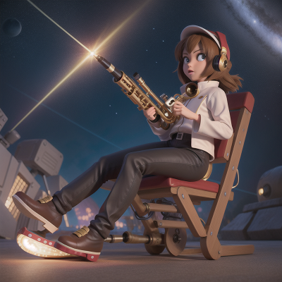 Image For Post Anime, sled, saxophone, time machine, laser gun, space, HD, 4K, AI Generated Art