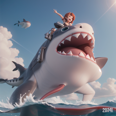 Image For Post Anime, shark, flying, mechanic, whale, shield, HD, 4K, AI Generated Art
