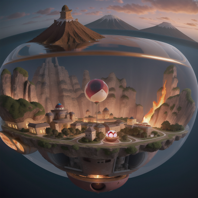 Image For Post Anime, crystal ball, hovercraft, underwater city, volcano, bicycle, HD, 4K, AI Generated Art