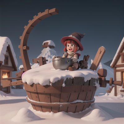 Image For Post Anime, snow, avalanche, mechanic, witch's cauldron, island, HD, 4K, AI Generated Art