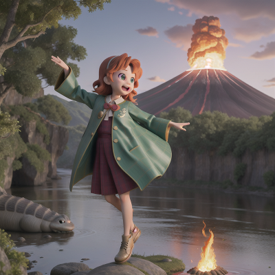 Image For Post Anime, invisibility cloak, river, dancing, alligator, volcano, HD, 4K, AI Generated Art