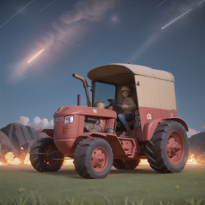 Image For Post Anime, market, tractor, energy shield, drum, meteor shower, HD, 4K, AI Generated Art