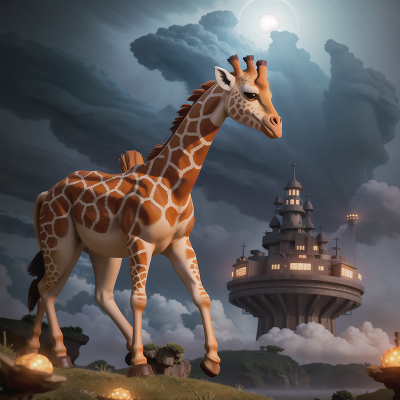 Image For Post Anime, giraffe, force field, storm, underwater city, fog, HD, 4K, AI Generated Art