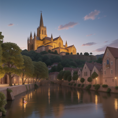 Image For Post Anime, camera, village, cathedral, celebrating, robot, HD, 4K, AI Generated Art